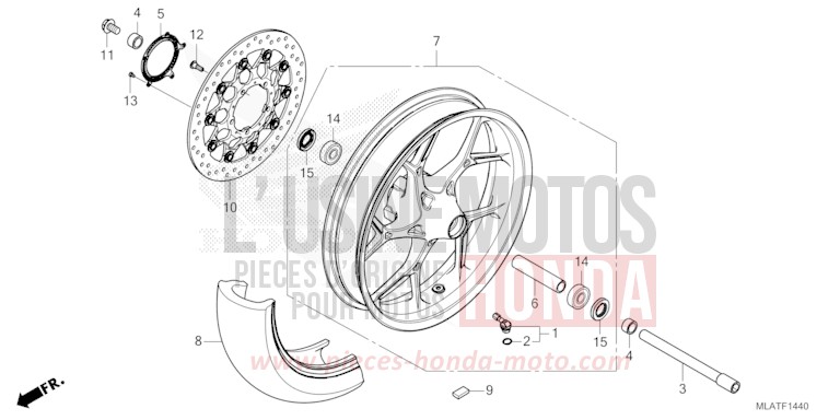 ROUE AVANT de CMX 1100 "Rebel" MAT BALLISTIC BLACK METALLIC (NHA86) de 2026